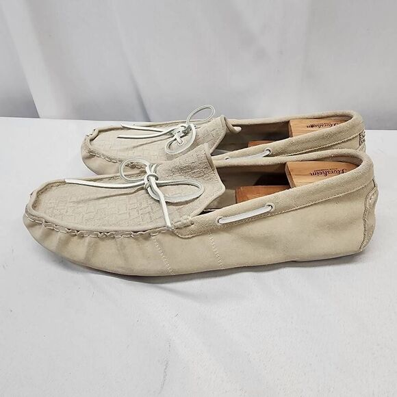 UGG Australia Everton Rivera Emboss White Suede Boat Shoe Loafers Men's US 14 - Picture 4 of 9